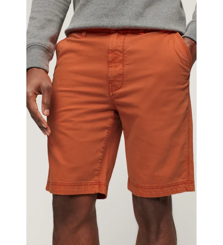 Superdry para hombre. M7110397A Pantalón chino corto Officer naranja oscuro (30), Casual, Algodón