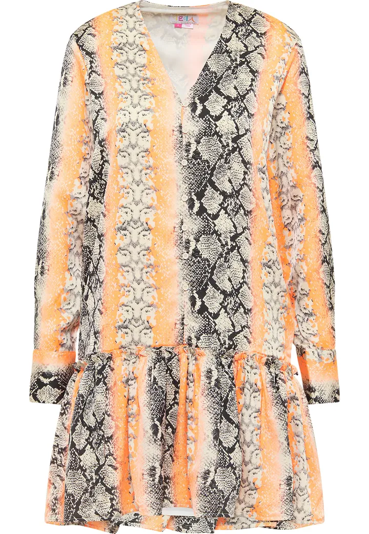 IZIA Vestido de verano beige / naranja / negro