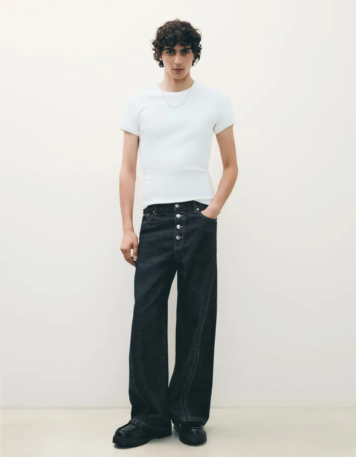 Bershka Jeans Bootcut Hombre 32 Marino