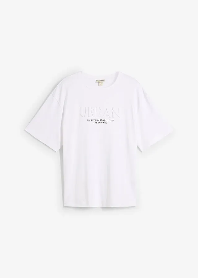 Camiseta de calidad de algodón orgánico pesado con corte holgado y estampado 3D