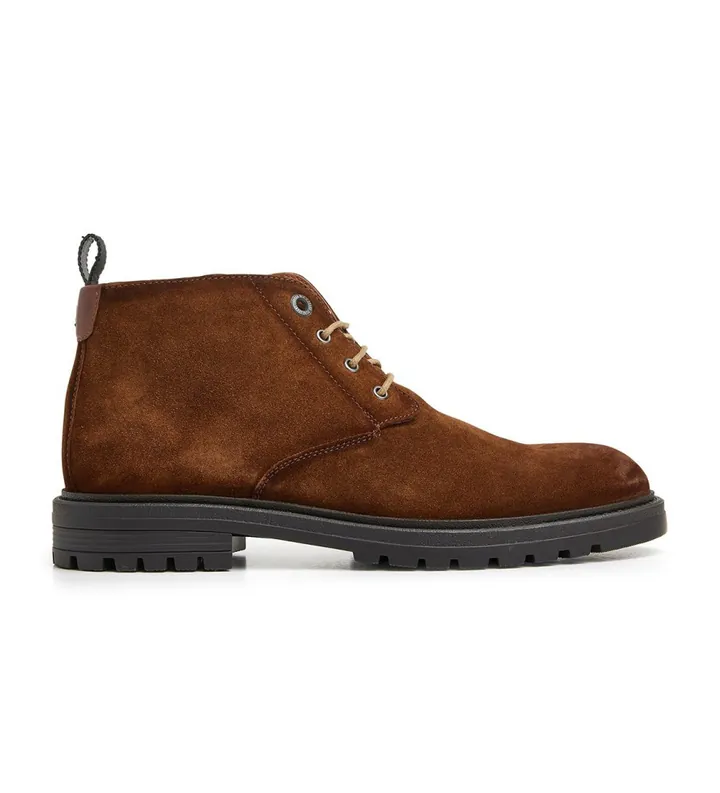 Pepe Jeans para hombre. PMS50239 Botines de Piel Logan Desert marrón (43), Plano, Cordones, Casual