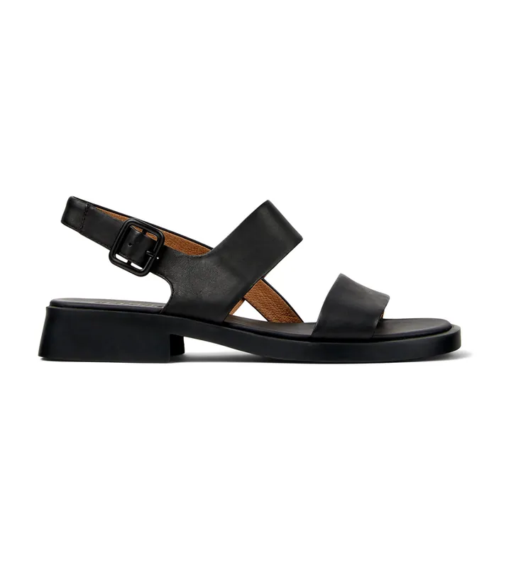 Camper para mujer. K201486-005 Sandalias de piel Dana negro (36), Plano, Hebilla, Casual