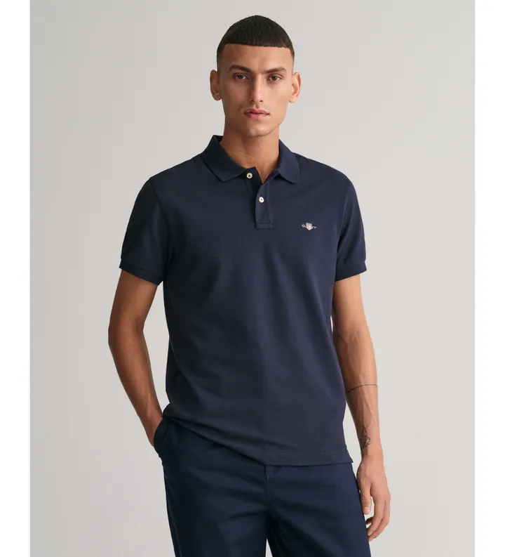 Gant para hombre. 2220 Polo de piqué Slim Fit Shield marino (3XL), Casual, Algodón, Manga corta