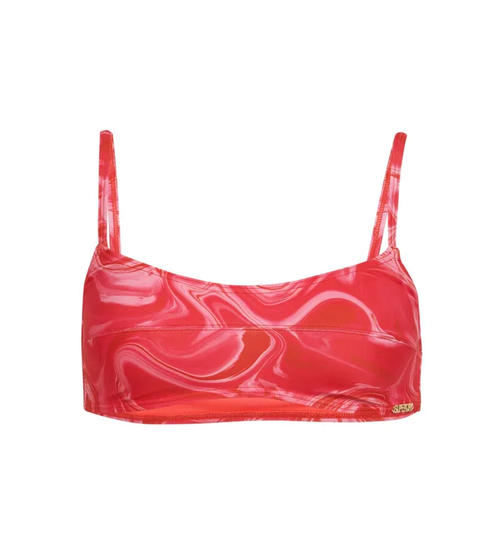 Superdry para mujer. W3010392A Top de bikini estampado tipo bralette rosa (L), Beachwear, Poliéster Reciclado, Sostenible