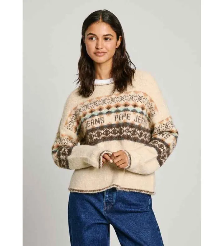 Pepe Jeans para mujer. PL702193 Jersey Hitty blanco crudo (L), Casual, Poliéster