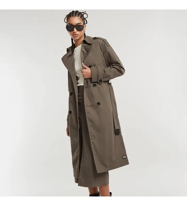 G-Star para mujer. D25197-D728-273 Gabardina Trench Coat marrón (S), Casual, Poliamida, Manga larga, Sostenible