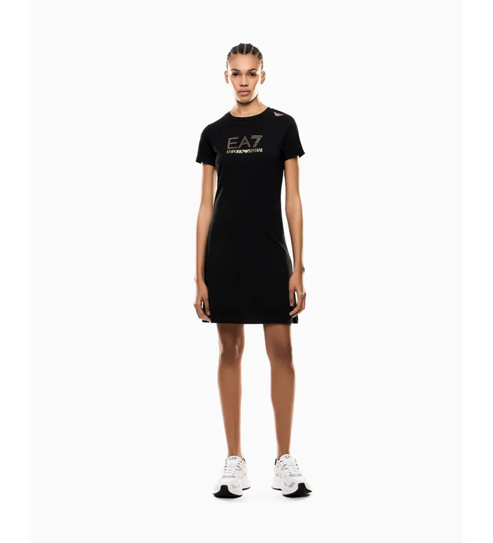 EA7 para mujer. 7W000478_AF12500 Vestido Alie negro (3XL), Casual, Viscosa, Manga corta