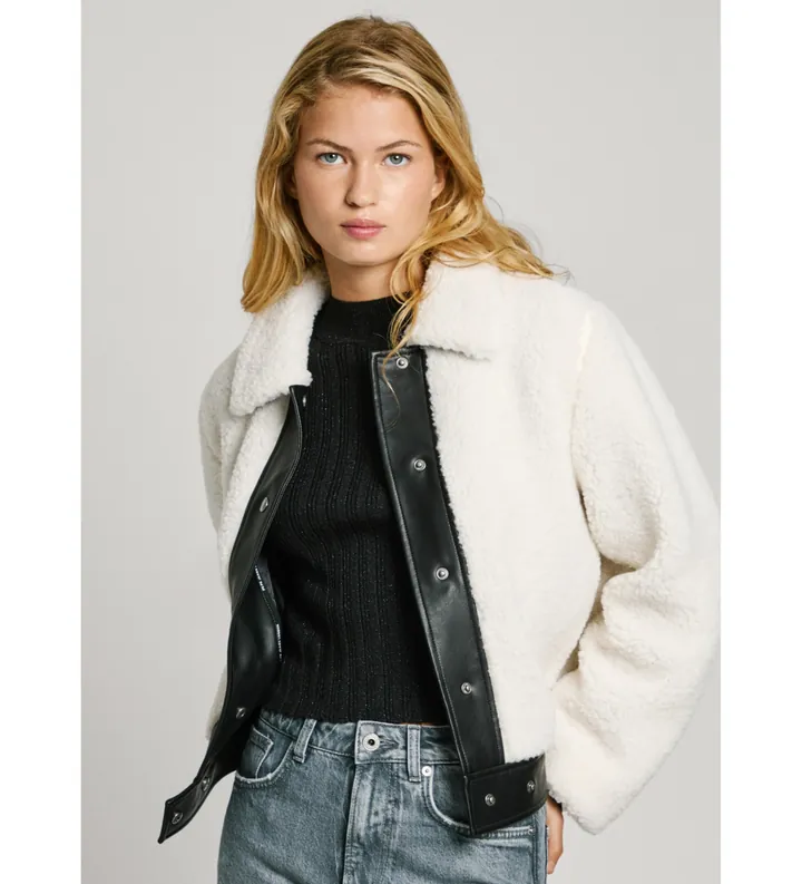 Pepe Jeans para mujer. PL402496 Chaqueta Fatima blanco (M), Casual, Poliéster