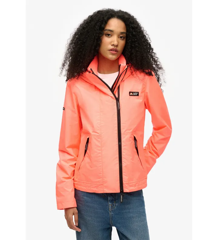 Superdry para mujer. W5011850A Chaqueta cortavientos con capucha Mountain coral (L), Casual, Poliéster