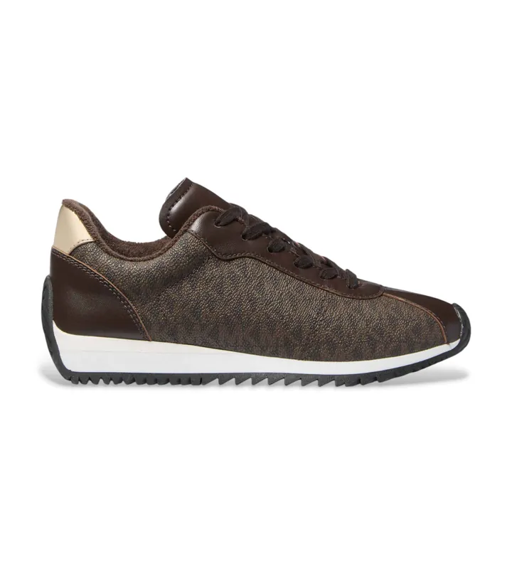 Michael Kors para mujer. 43T5RHFS3L Zapatillas de piel Rhodes Trainer marrón (36), Plano, Cordones, Casual