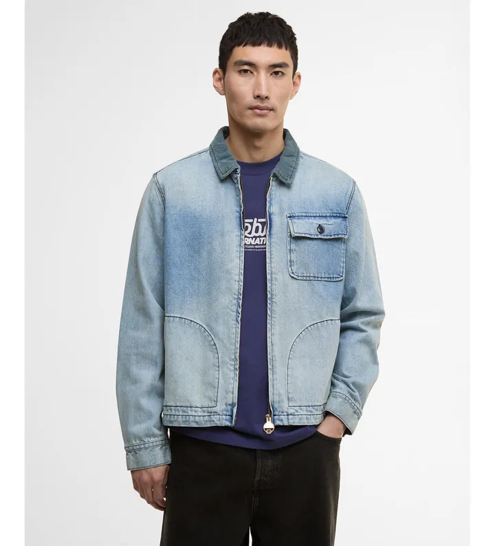Barbour international para hombre. MOS0453 Chaqueta Meteor azul (XXL), Casual, Algodón, Denim