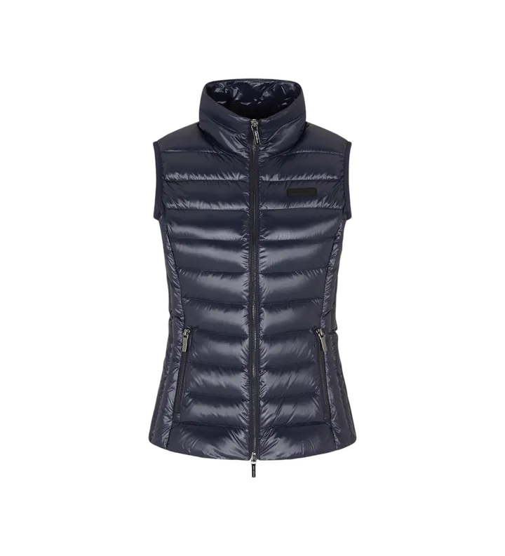 A|X Armani Exchange para mujer. XW001921AF18757UB100 Chaleco de plumón con acolchado horizontal y cuello alto marino (L), Casual, Poliéster