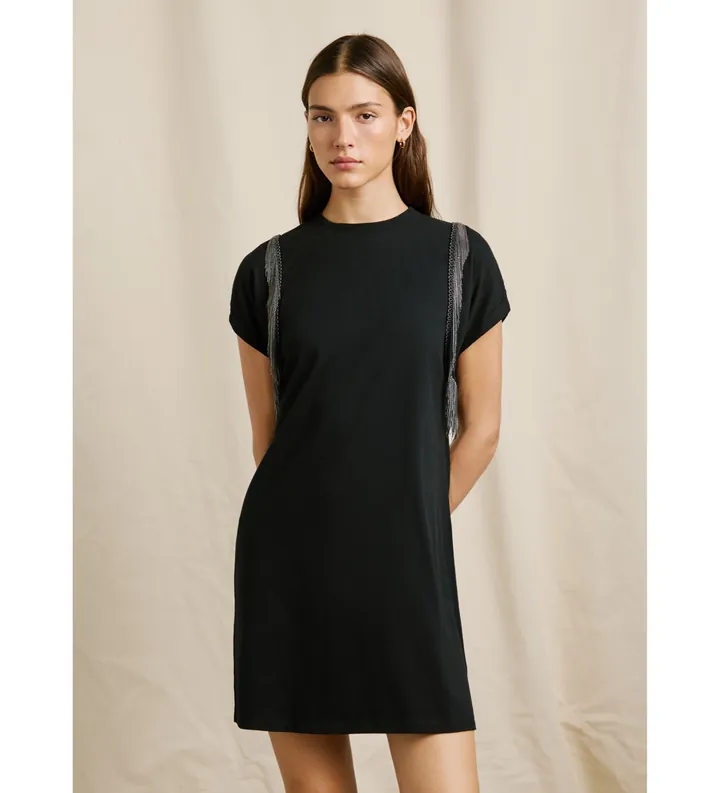 Pepe Jeans para mujer. PL9537740 Vestido Elsie negro (L), Casual, Algodón, Manga corta