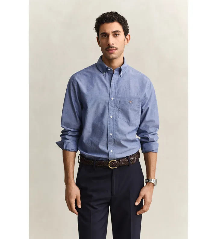 Gant para hombre. 3000100 Camisa Regular Fit clásica de popelina azul (4XL), Casual, Algodón, Clásico, Manga larga