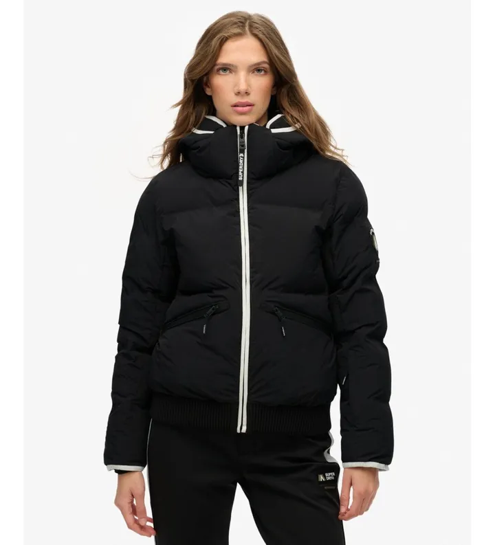 Superdry para mujer. WS110179A Chaqueta Bomber Ski con Capucha negro (M), Casual, Poliéster