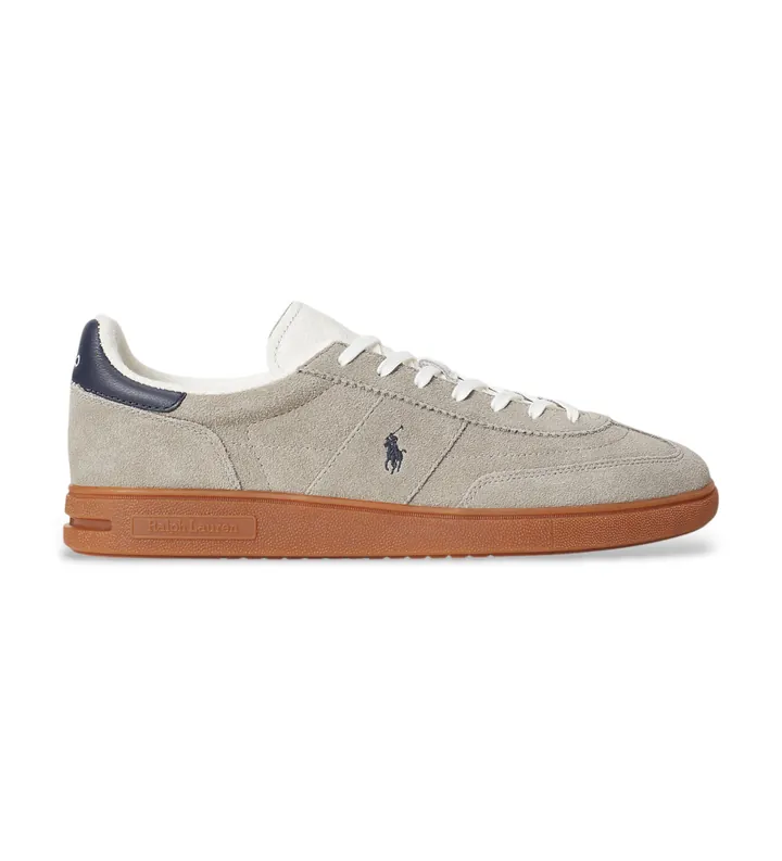 Polo Ralph Lauren para hombre. 809P09753004 Zapatillas de Piel Bedford gris (45), Plano, Cordones, Casual