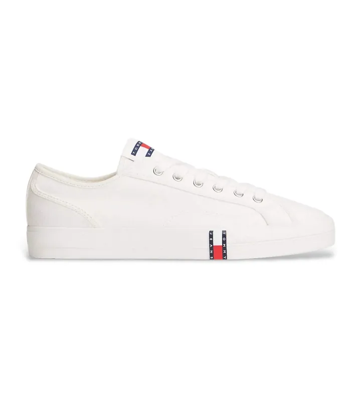 Tommy Jeans para mujer. EN0EN02956 Zapatillas de lona Archive con logo blanco (37), Plano, Cordones, Casual