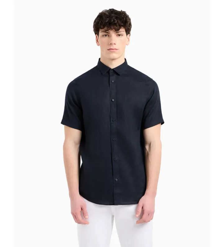 A|X Armani Exchange para hombre. XM001223AF14619UB101 Camisa Informal marino (L), Casual, Lino, Manga corta