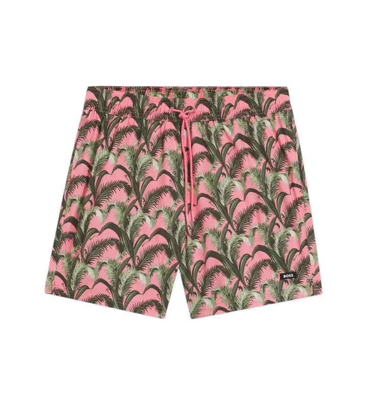 BOSS para hombre. 50561145 Bañador con un ribete del monograma Double B rosa (S), Beachwear, Poliéster