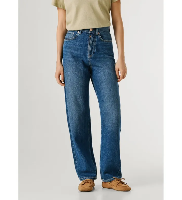 Pepe Jeans para mujer. PL20473944F2 Jeans Barrel Addison azul (24/30), Casual, Algodón, Denim