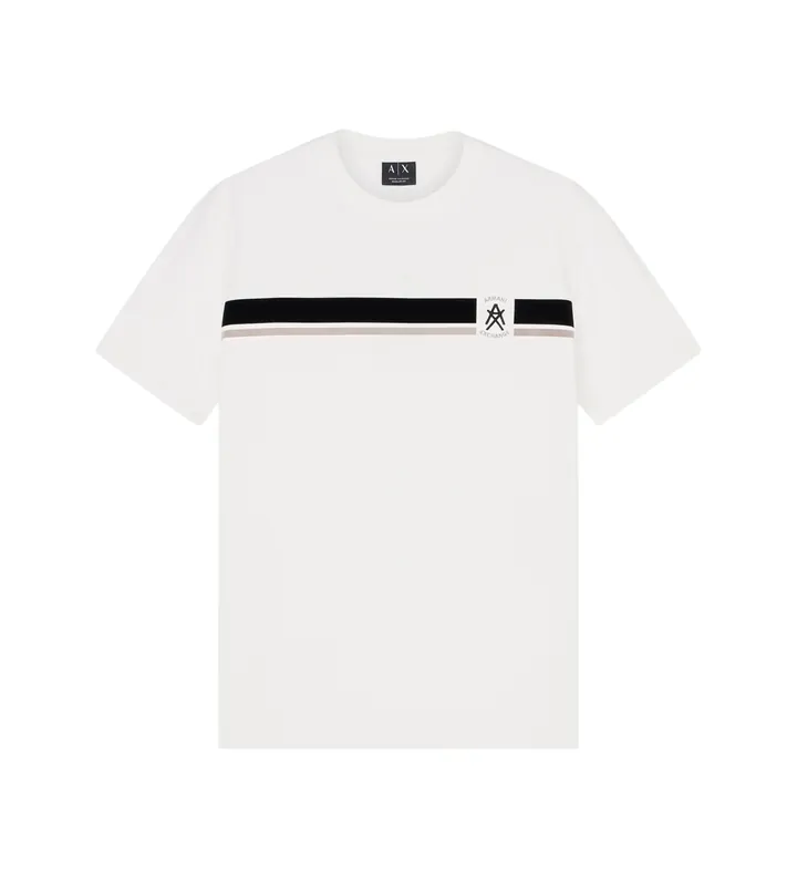 A|X Armani Exchange para hombre. XM001792AF12308U0009 Camiseta Stripe blanco (L), Casual, Algodón, Manga corta