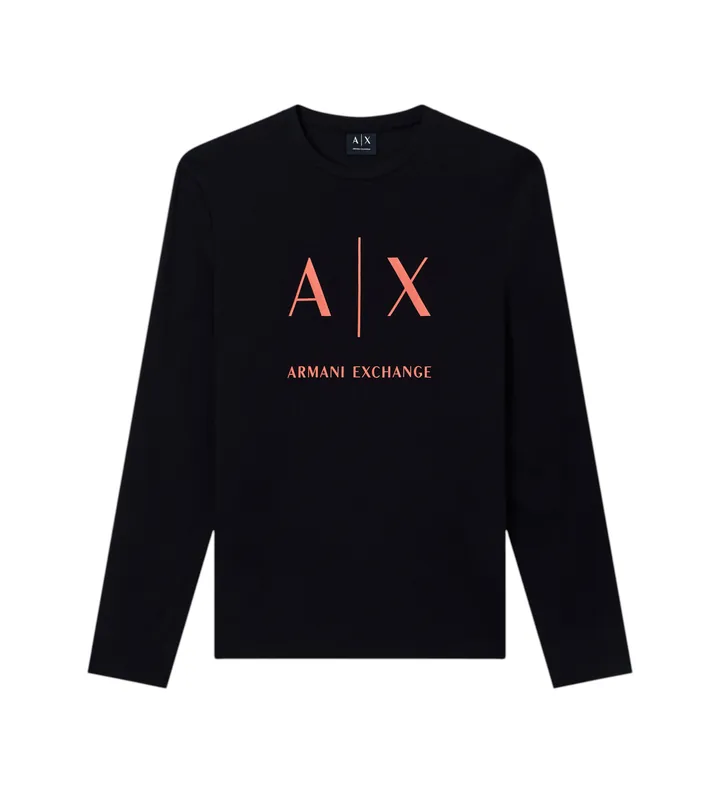 A|X Armani Exchange para hombre. XM002684AF10356MC536 Camiseta slim negra (L), Negro, Casual, Algodón, Manga larga