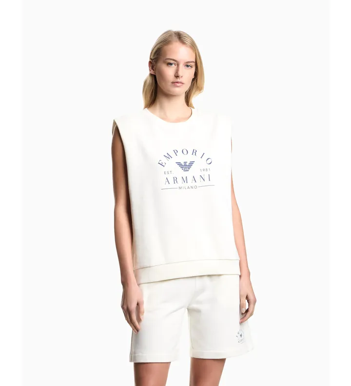 Emporio Armani para mujer. EW003004_AF19031 Sudadera Loungewear blanco (L), Homewear, Algodón, Sin mangas / Tirantes