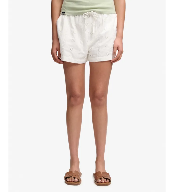 Superdry para mujer. W7110498A Short Brodado blanco roto (L), Casual, Algodón