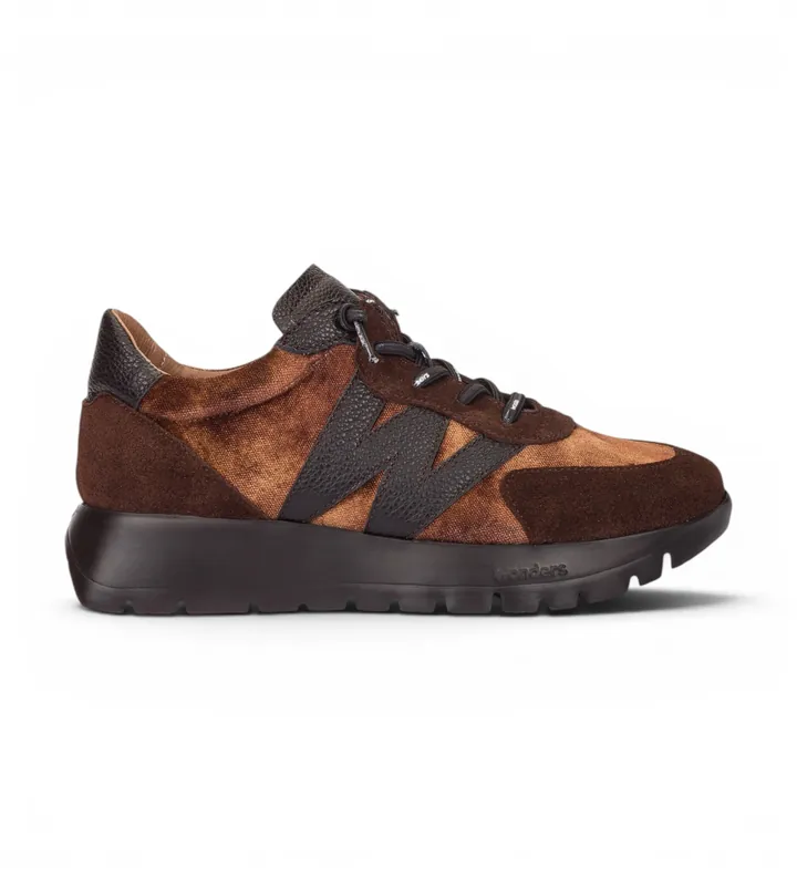 Wonders para mujer. A-24111 Zapatillas de Piel Odisei01 marrón (36), Plano, 1 a 3cm, Serraje, Cordones, Casual