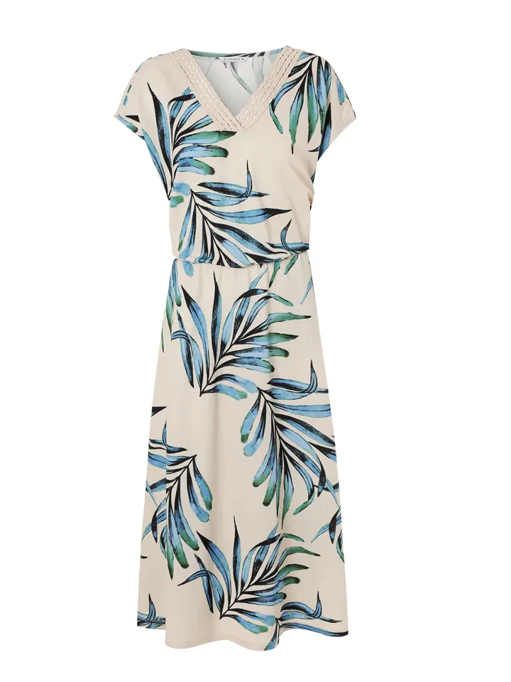 TATUUM Vestido de verano 'Bonnie 1' beige / azul claro / verde oscuro / negro