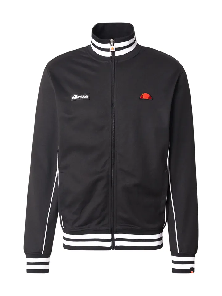 ELLESSE Sudadera con cremallera 'Milan' negro / blanco