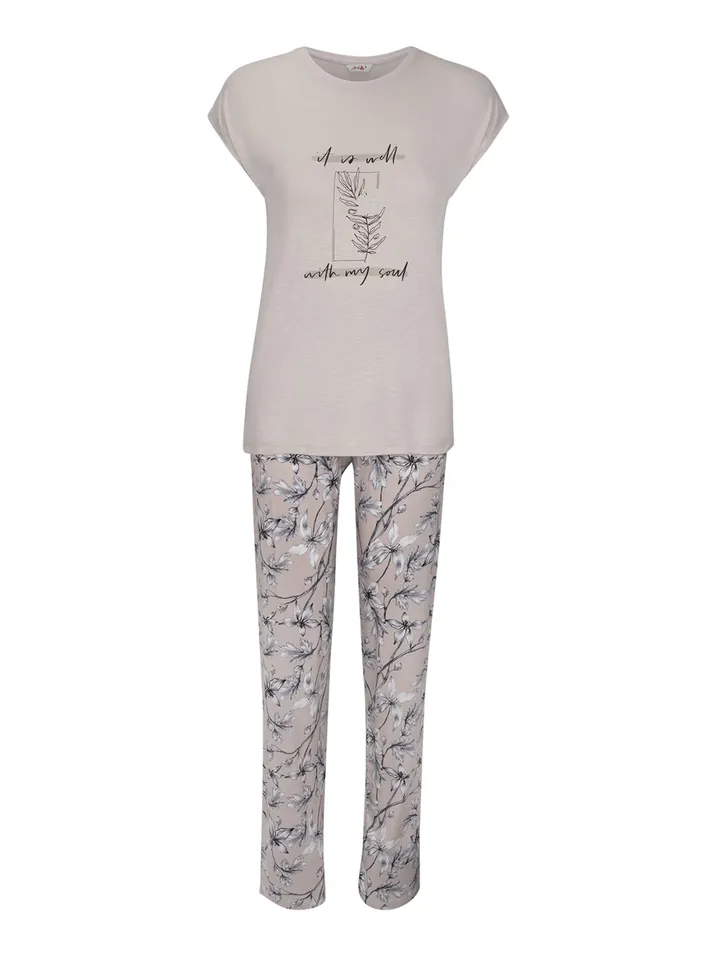 Goldenbay Pijama 'Caroline'  beige / gris