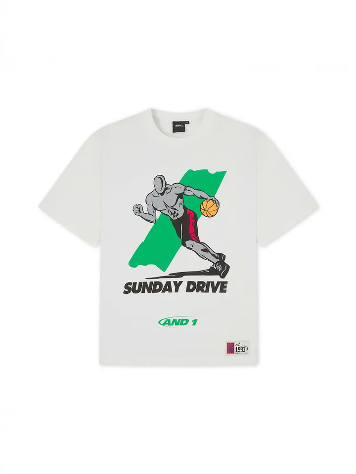 AND1 Camiseta 'Sunday Drive' verde neón / negro / blanco
