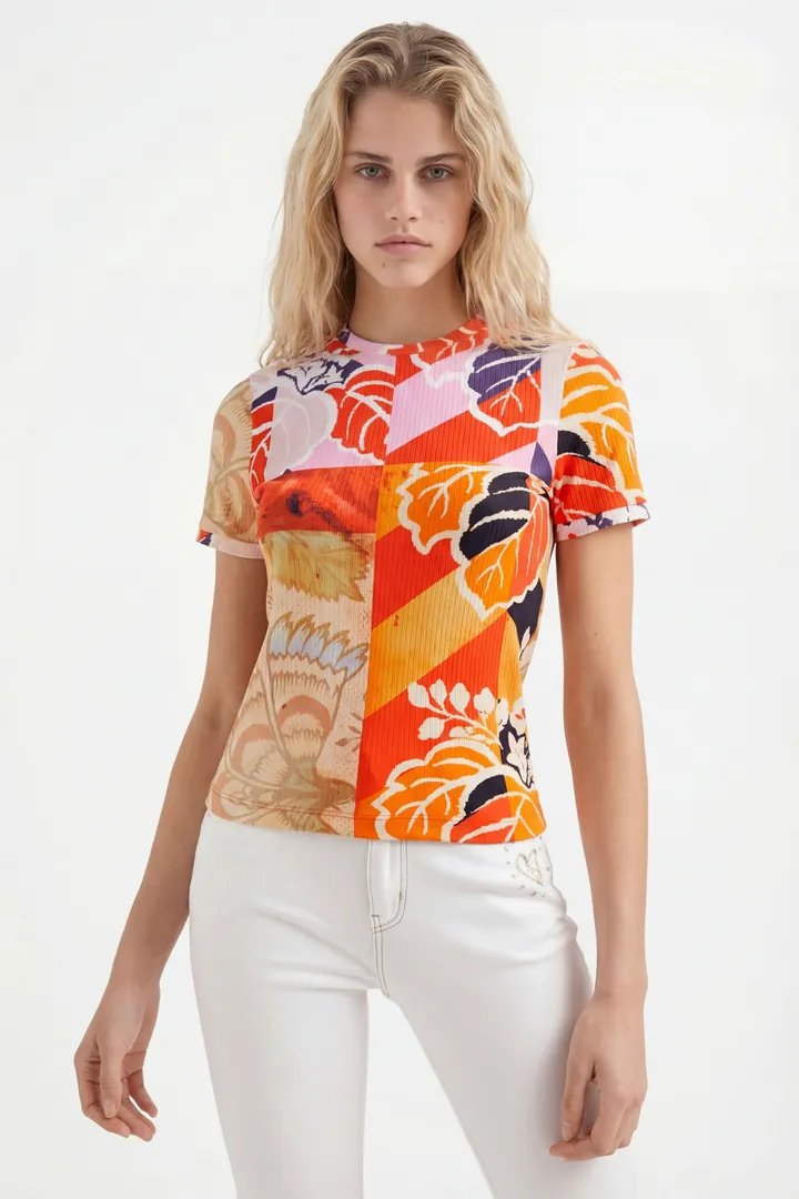 Desigual, Camiseta canalé M. Christian Lacroix, Poliamida, L