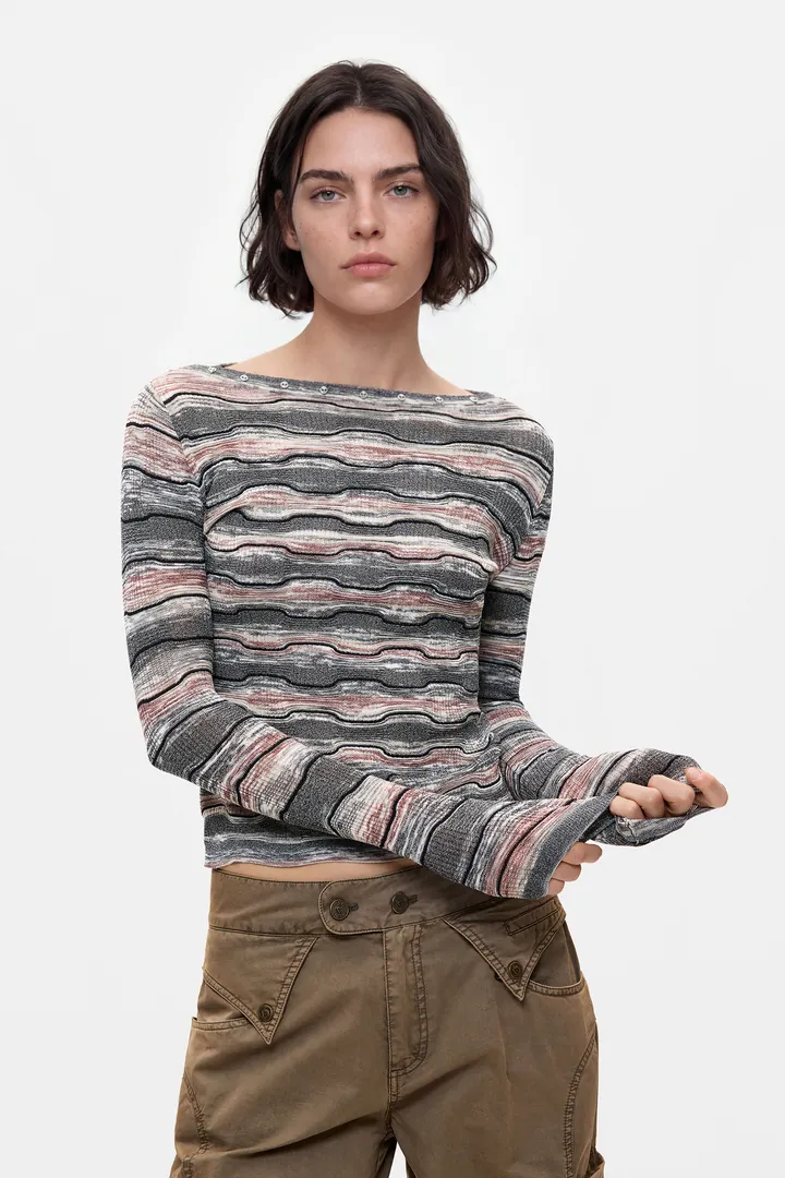 Desigual, Jersey Rayas Fino, Mujer, Negro, L