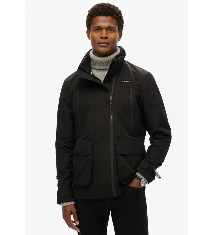 Superdry para hombre. M5012097A Chaqueta cortavientos sin capucha Ultimate negro (L), Casual, Poliéster