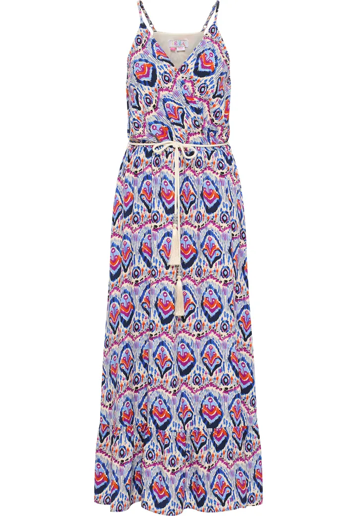 IZIA Vestido de verano crema / azul / turquesa / naranja