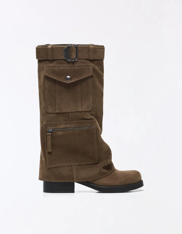 Bershka Bota Plana Trouser Pockets Mujer 34 Marrón