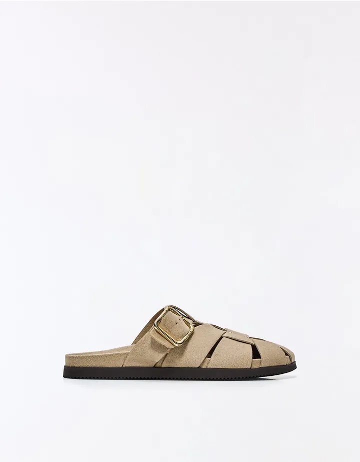 Bershka Zueco Cangrejera Mujer 35 Taupe