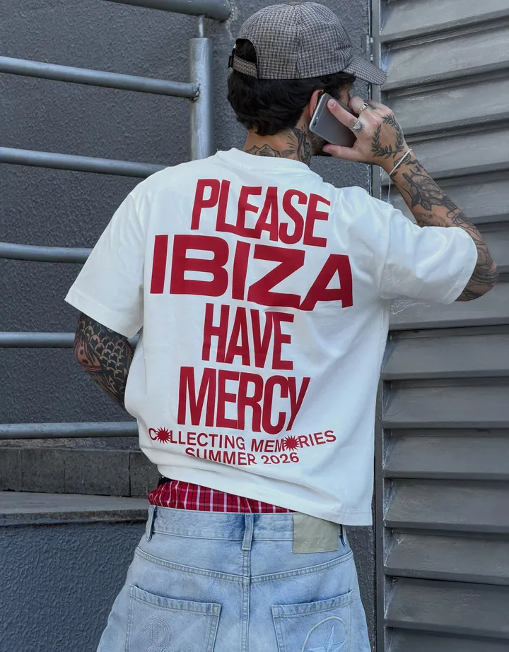 Bershka Camiseta Manga Corta Print Hombre L Blanco