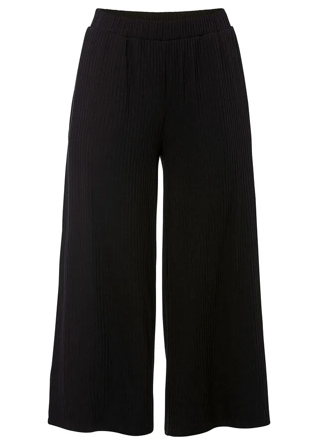 Pantalón de punto de canalé con cinturilla cómoda