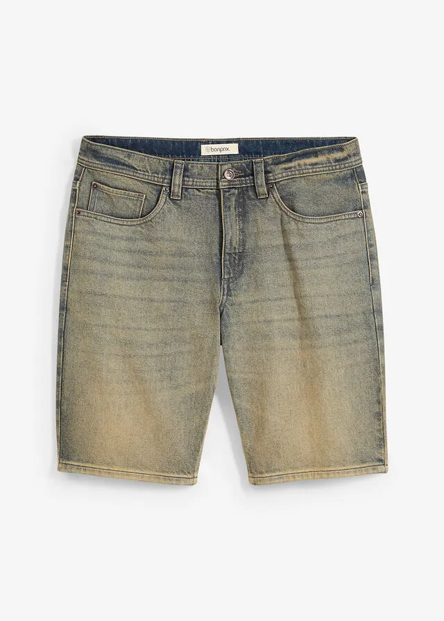 Bermudas vaqueras elásticas, lavadas, regular fit