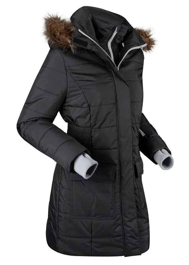 Chaqueta guateada larga funcional con aspecto 2 en 1, impermeable