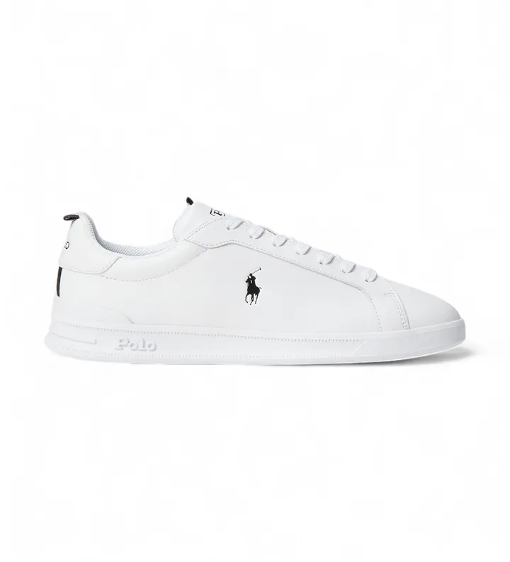 Polo Ralph Lauren para hombre. 809860883006 Zapatillas de piel con logotipo blanco (44), Plano, Cordones, Casual