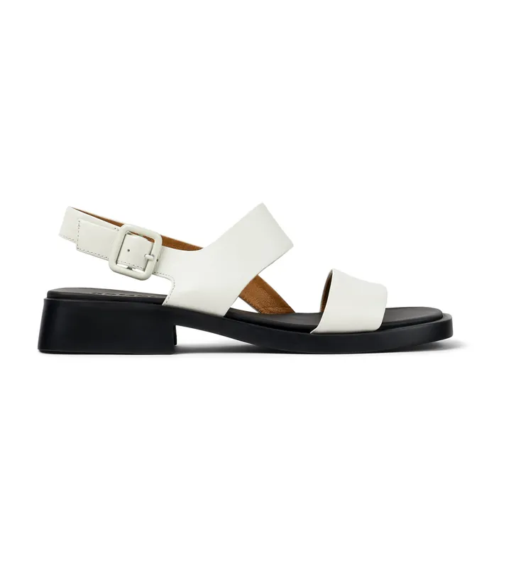 Camper para mujer. K201486-007 Sandalias de piel Dana blanco (37), 1 a 3cm, Hebilla, Casual