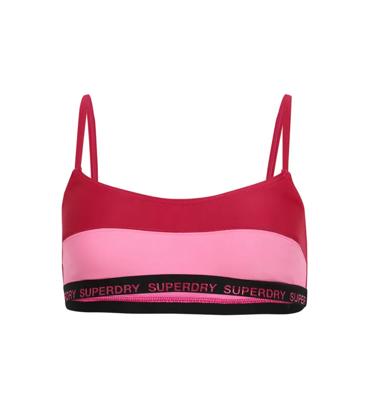 Superdry para mujer. W3010396A Top de bikini elástico tipo bralette rosa (L), Beachwear, Poliéster Reciclado, Sostenible