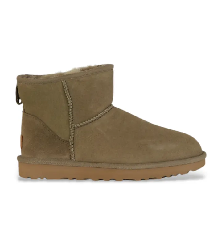 UGG para mujer. 1016222 Botines de Piel Classic Mini II marrón (36), Plano, Ninguno, Casual, Homewear, Verde