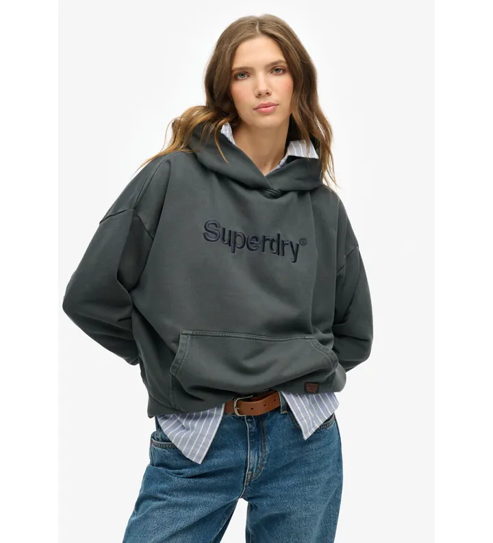 Superdry para mujer. W2012431A Sudadera Core bordado gris (L), Casual, Algodón