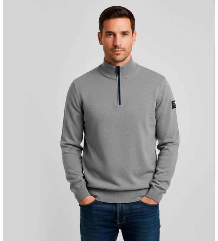 ECOALF para hombre. MCMGAKNLARCH0632W25-341 Jersey Larch gris (L), Casual, Sostenible, Lana reciclada