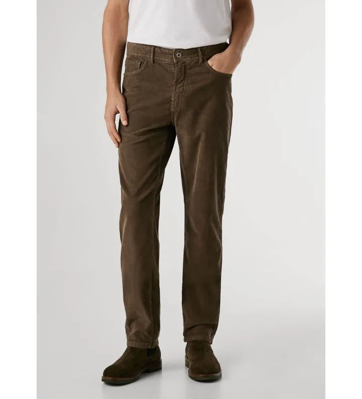 Pepe Jeans para hombre. PM2100016 Pantalón Slim 5 Bolsillos Corduroy marrón (30), Casual, Algodón